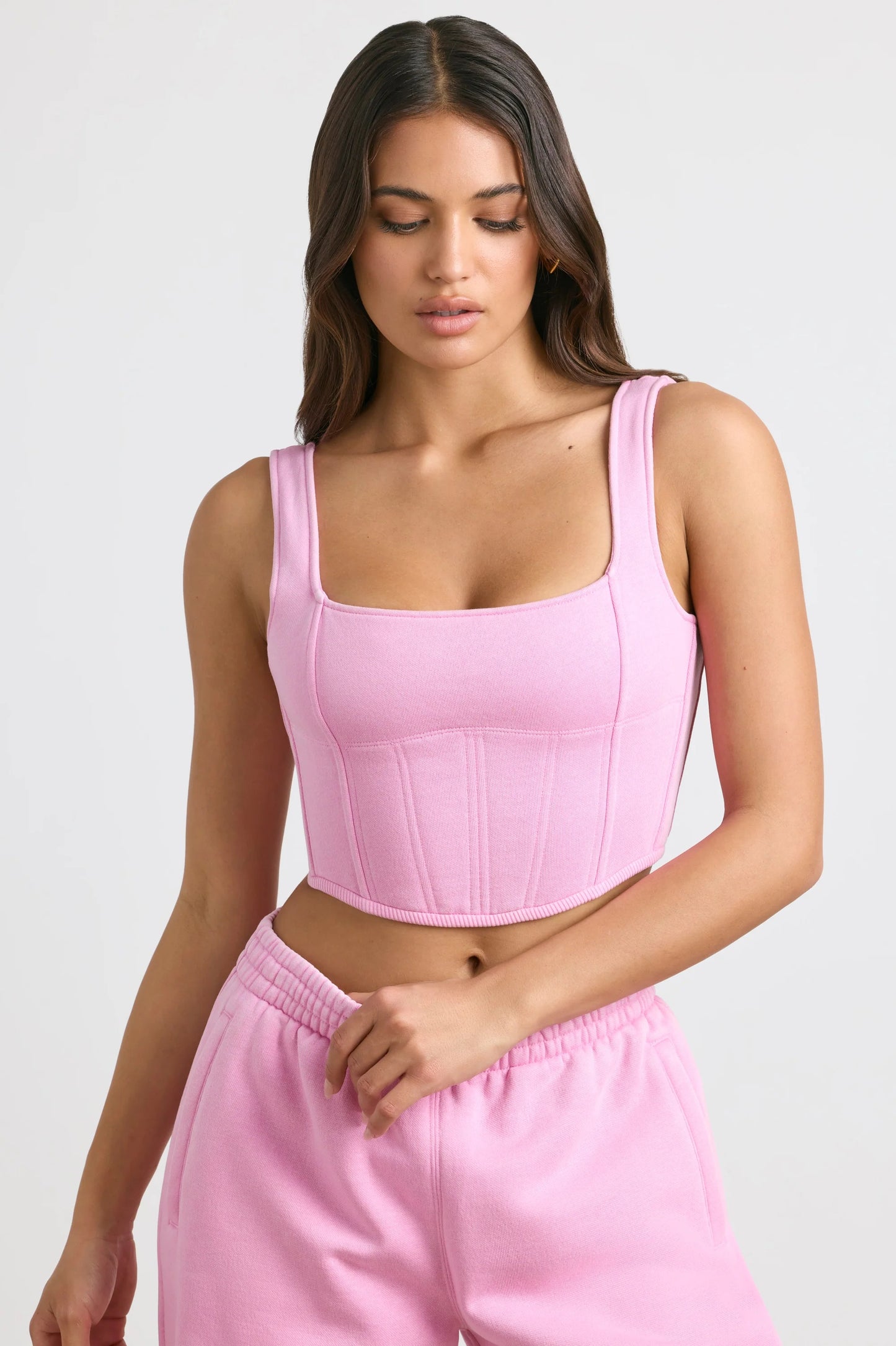 Desire - Corset Crop Top in Bubblegum Pink