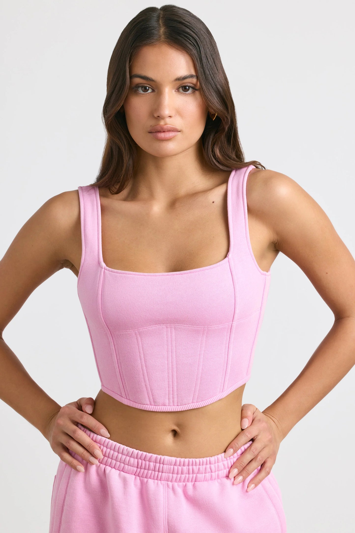 Desire - Corset Crop Top in Bubblegum Pink