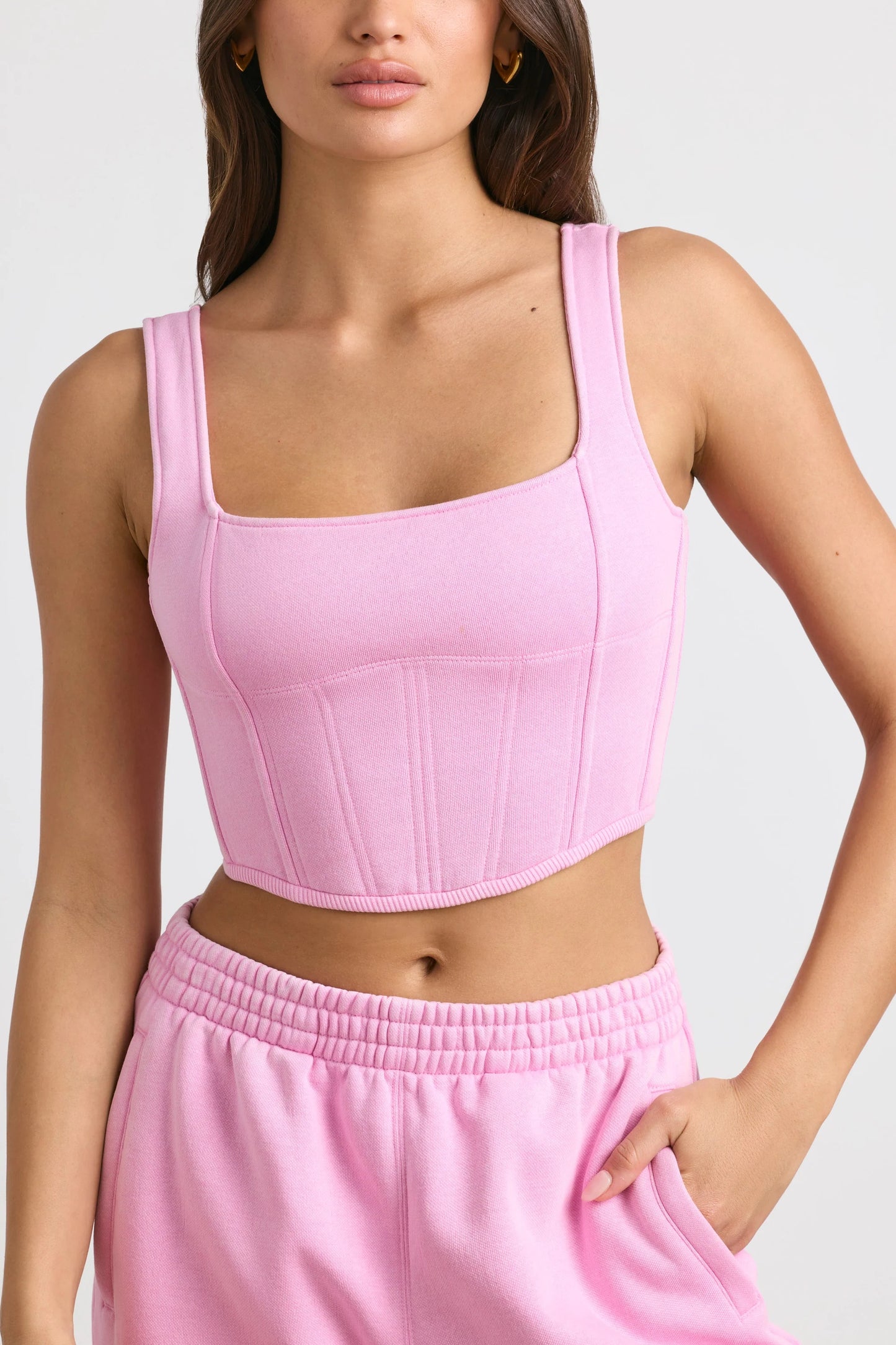 Desire - Corset Crop Top in Bubblegum Pink