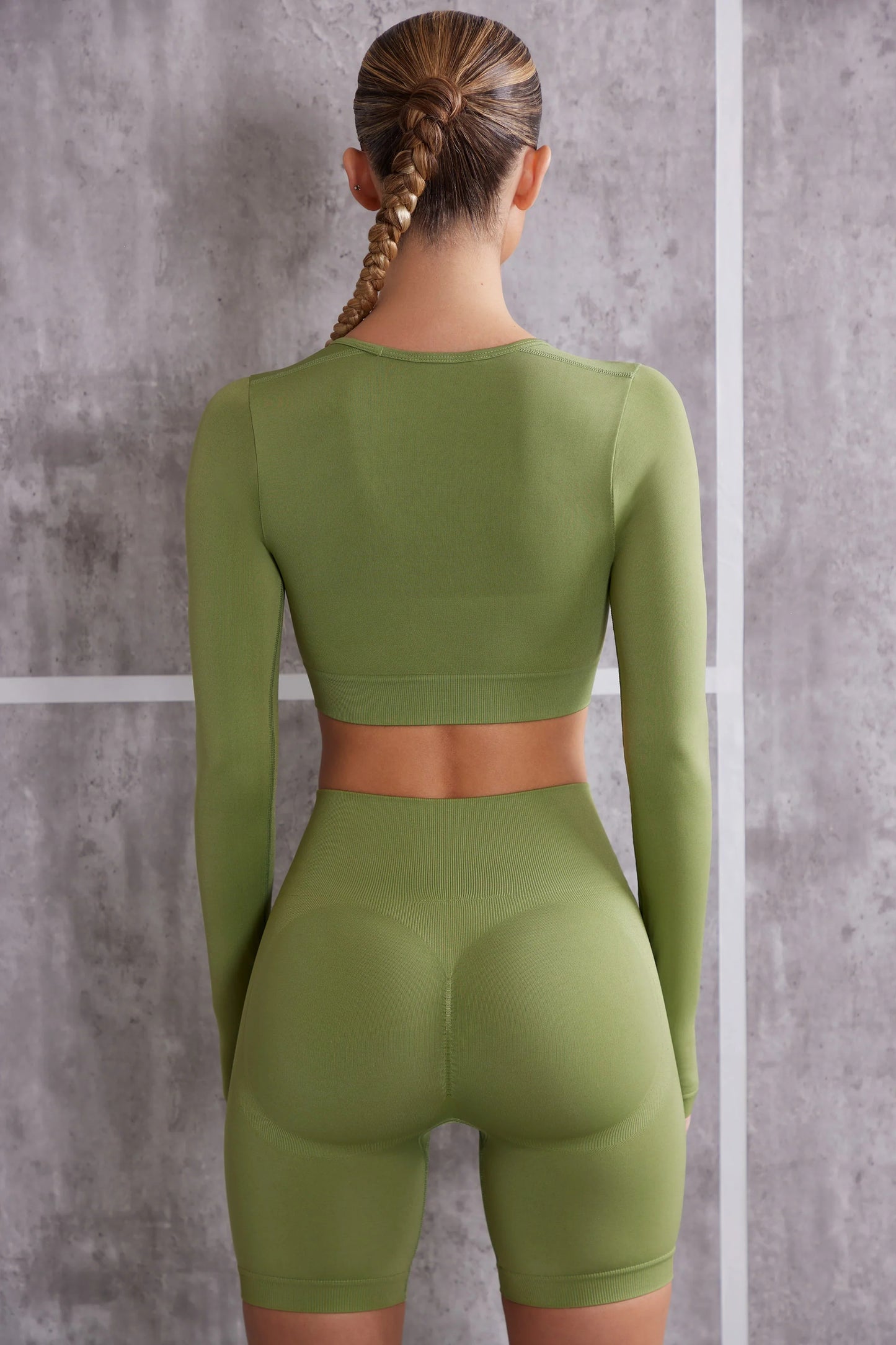 Instinct - Long Sleeve Crop Top in Olive